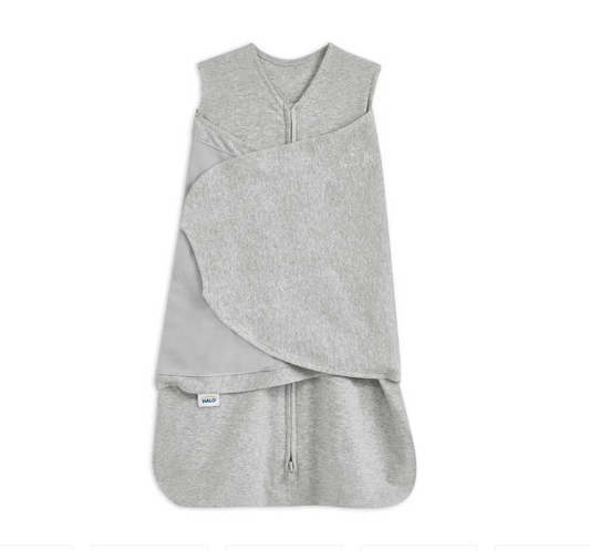 Halo Heather Grey Cotton Swaddle Sleepsack