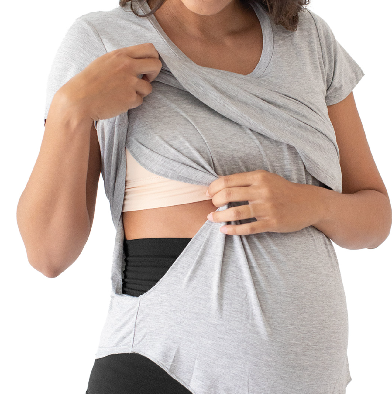 Heather Grey Everyday Nursing & Maternity Pocket Tee