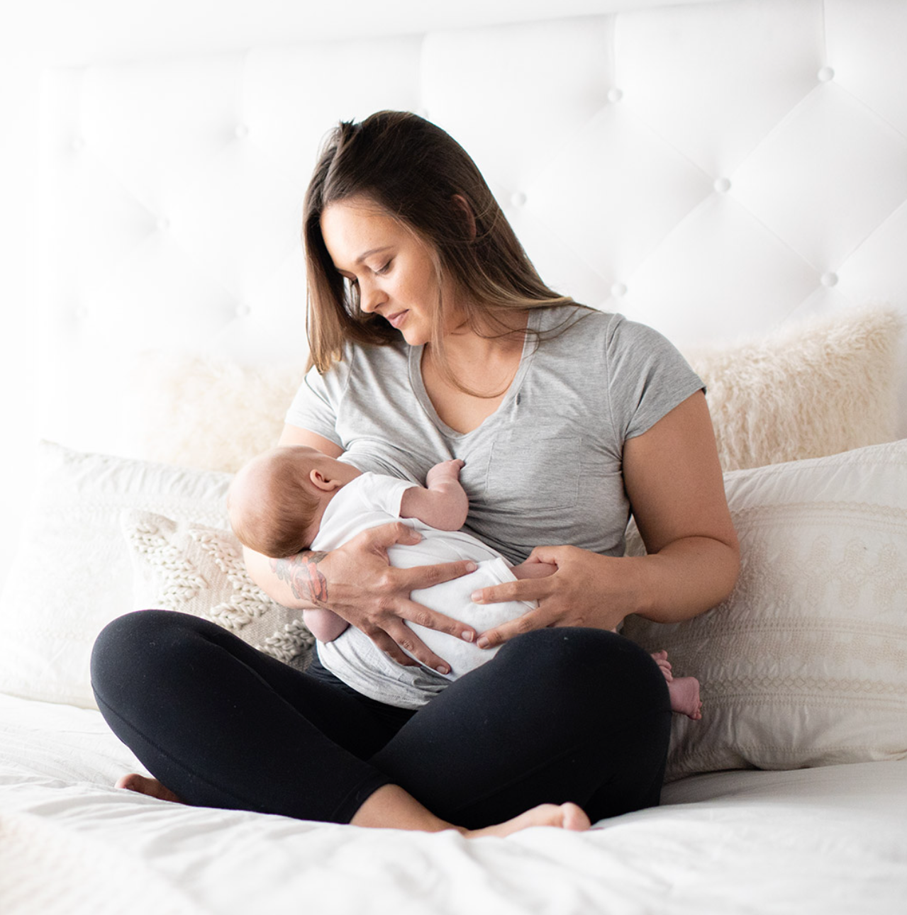 Heather Grey Everyday Nursing & Maternity Pocket Tee