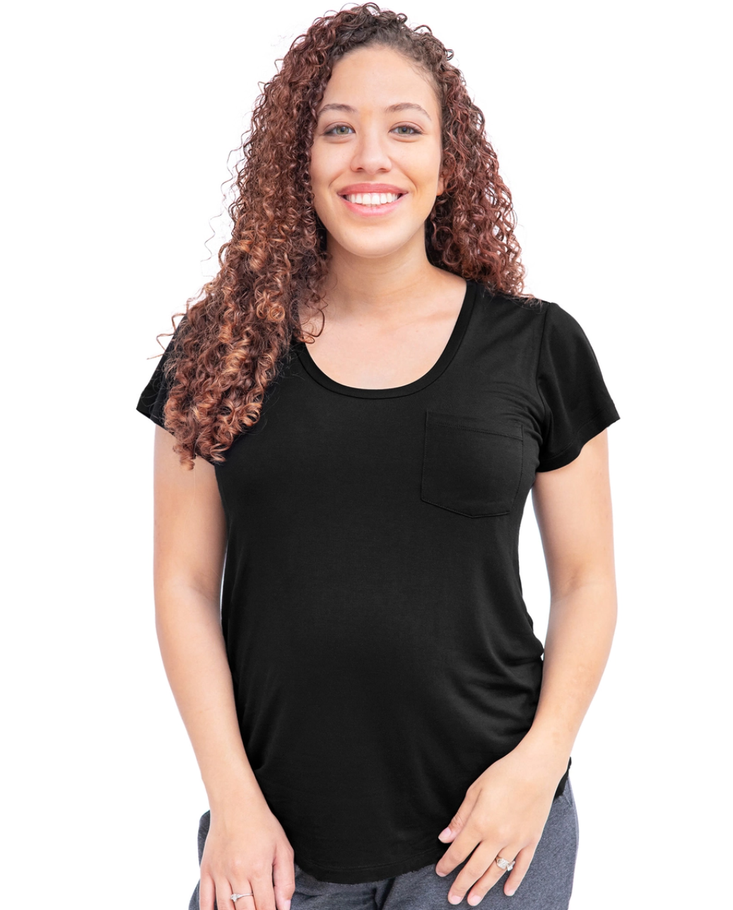Black Everyday Nursing & Maternity Pocket Tee