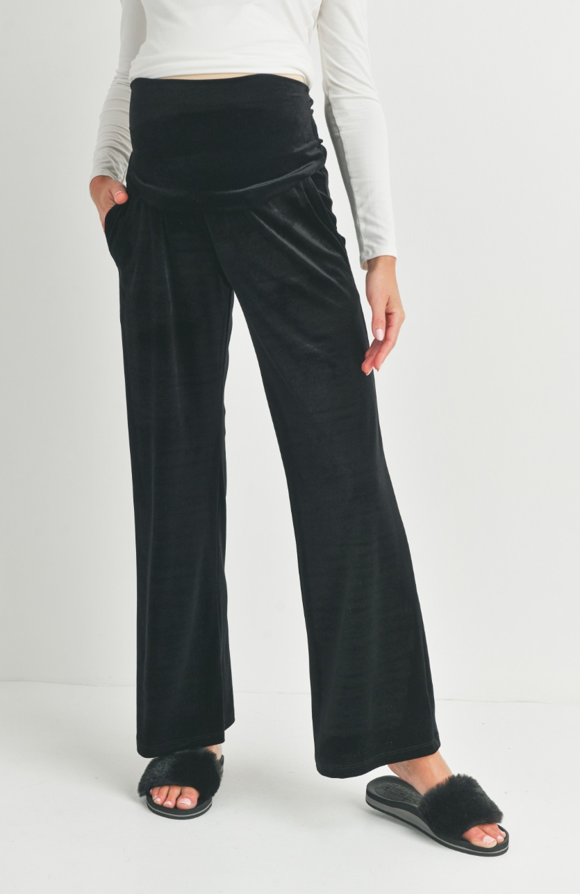 Black Velvet Maternity Pants