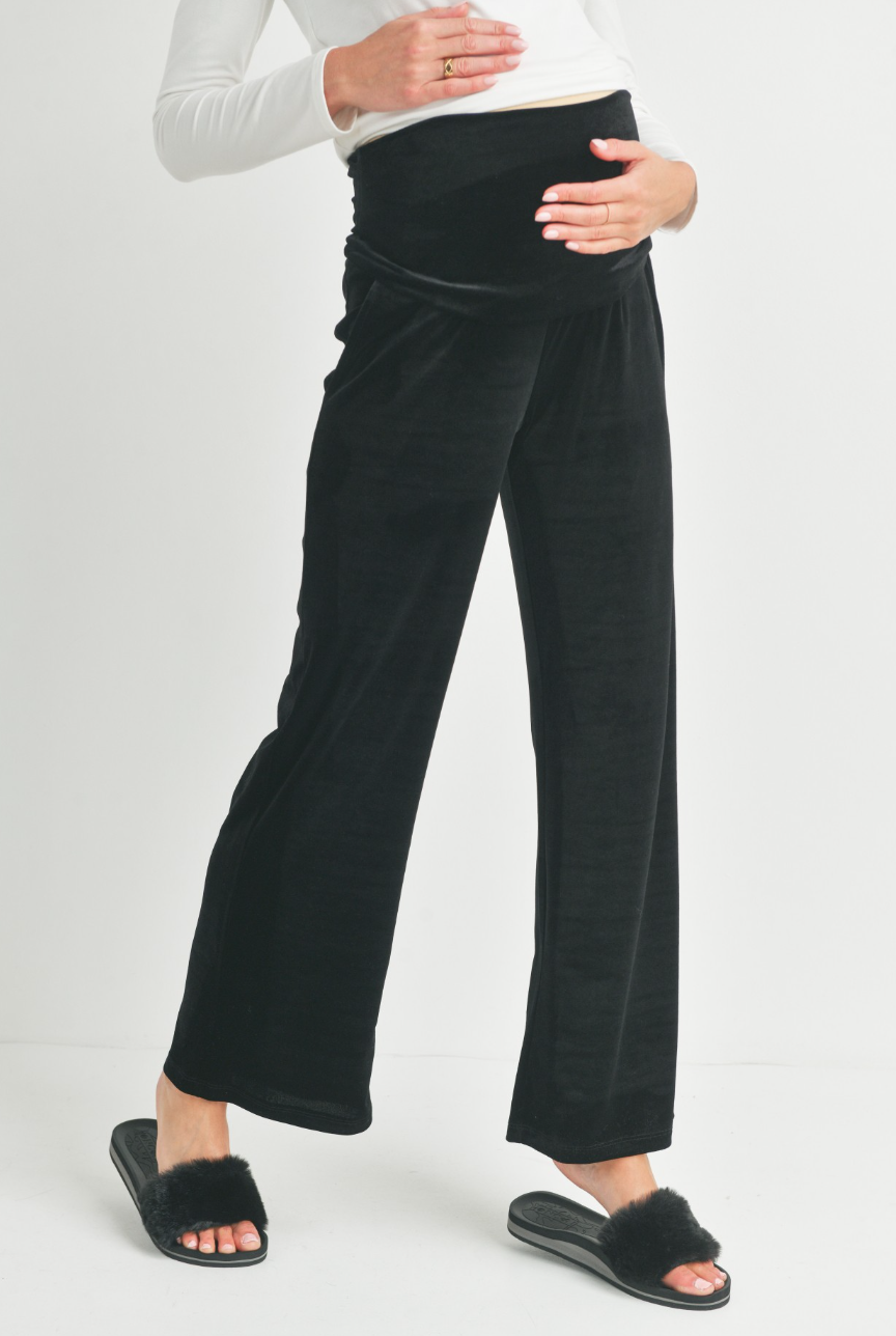 Black Velvet Maternity Pants