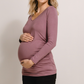 Mauve V-Neck Side Ruched Long Sleeve Maternity Top