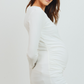 Ivory V-Neck Side Ruched Long Sleeve Maternity Top