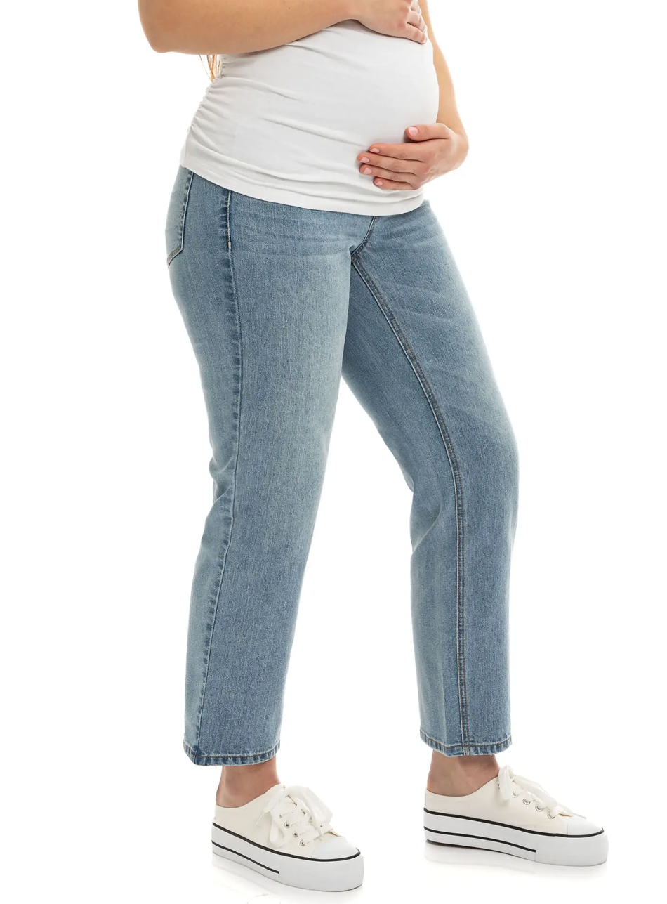 Maternity 28" High Rise Dad Jean W/ Bellyband In Flora