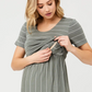 Olive/White Stripe Maternity & Nursing Dress