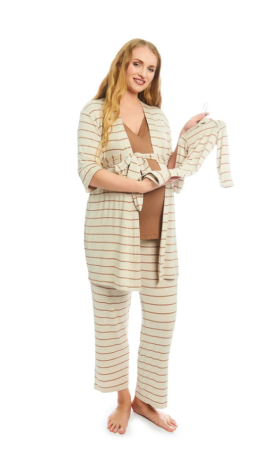 Mocha Stripe Analise 5-Piece PJ Set