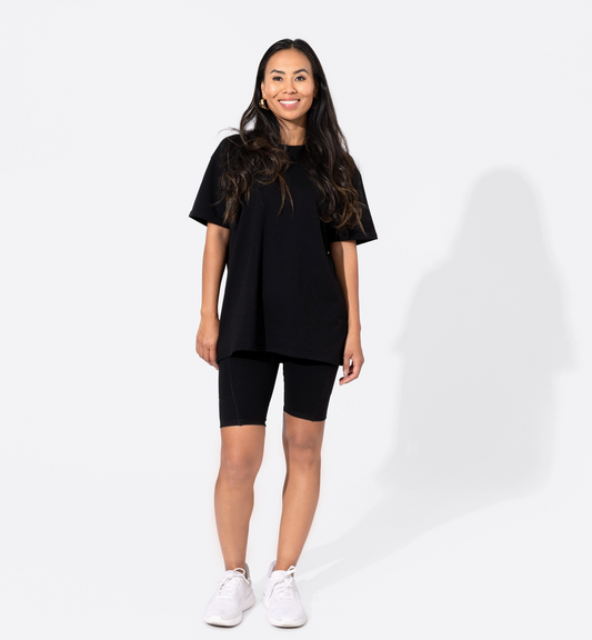 Obsidian Mama Oversized Tee & Biker Shorts Set