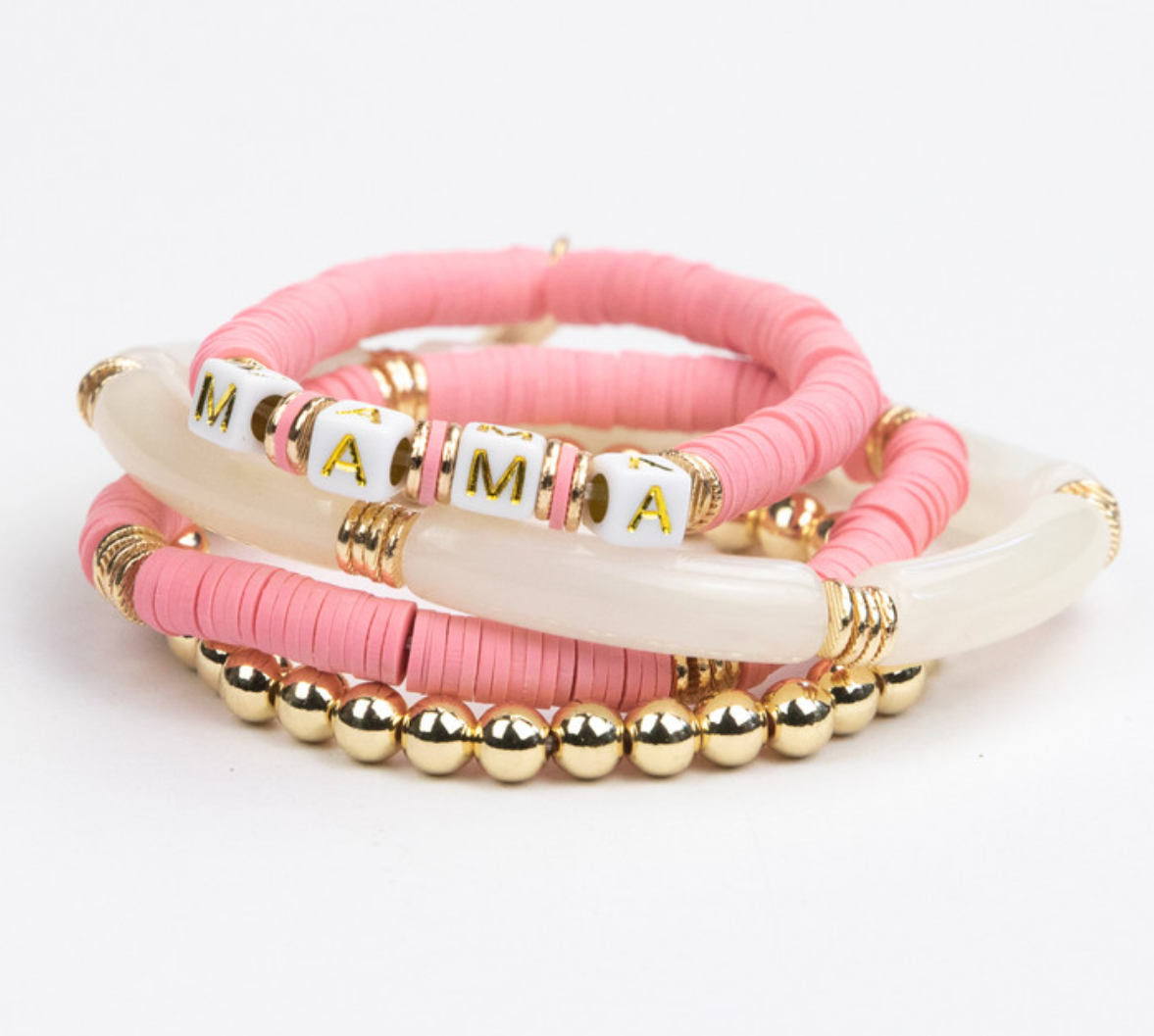 MAMA Tubular Bracelet Set - Pink