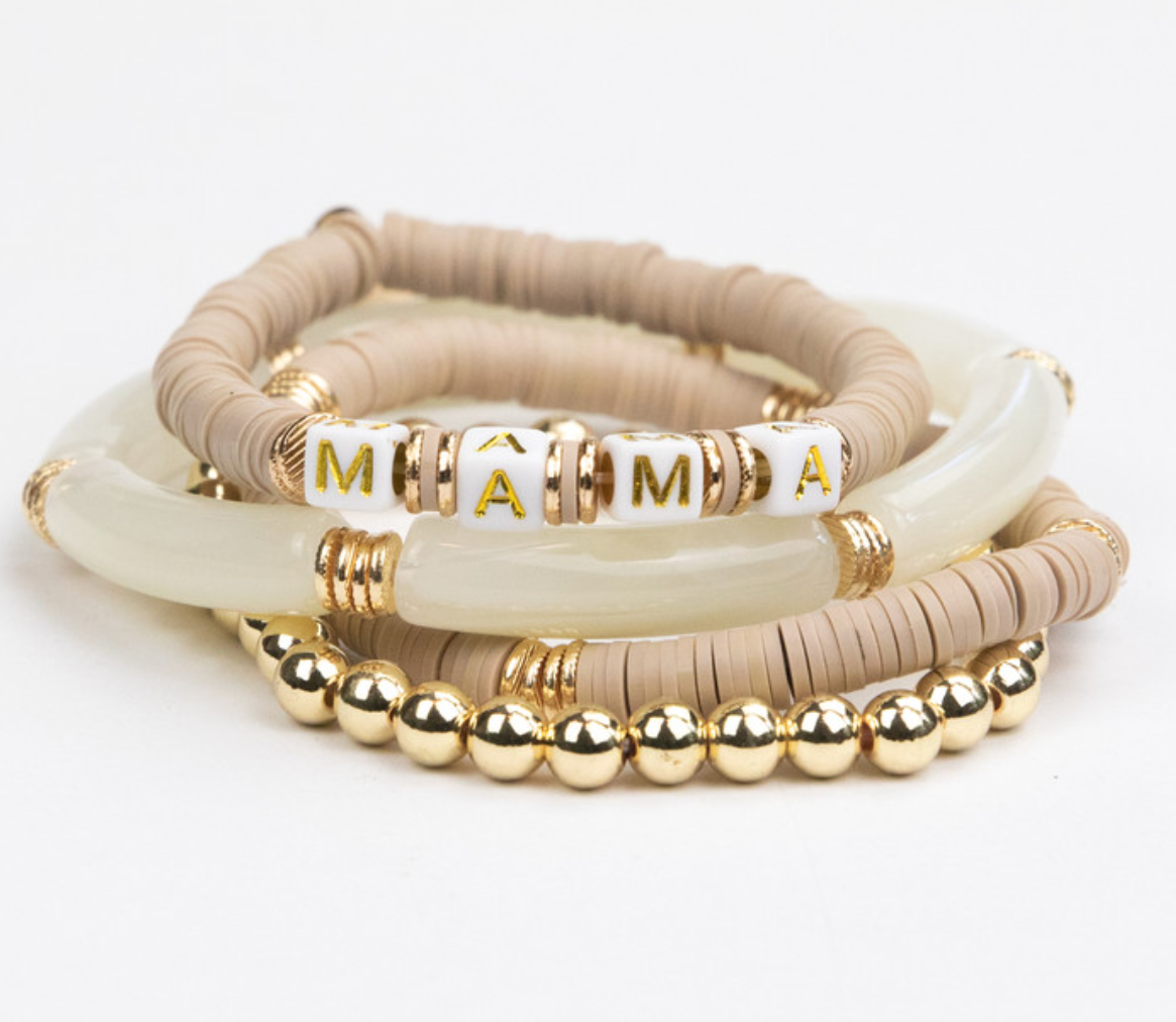 MAMA Tubular Bracelet Set - Taupe