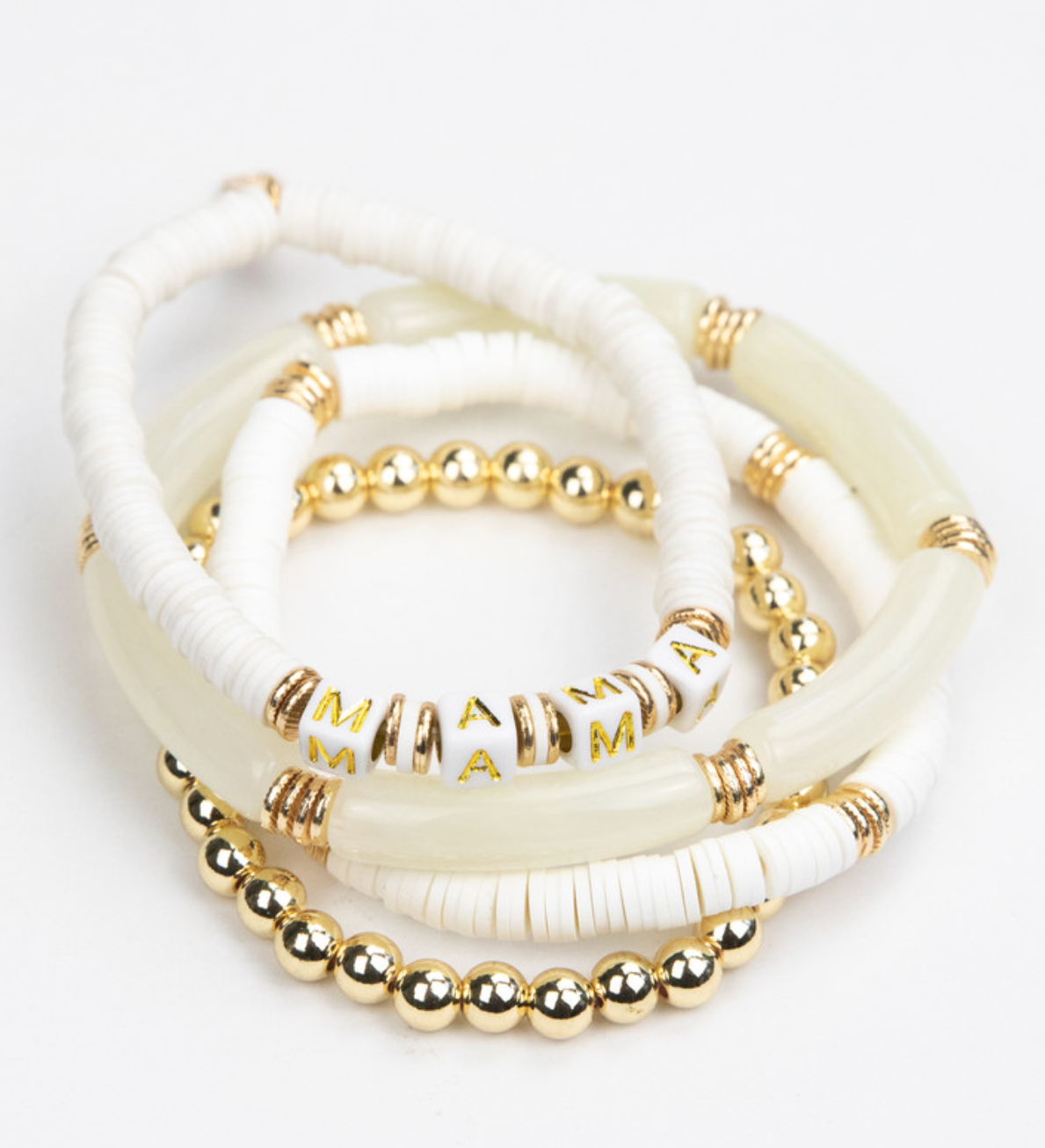 MAMA Tubular Bracelet Set - White