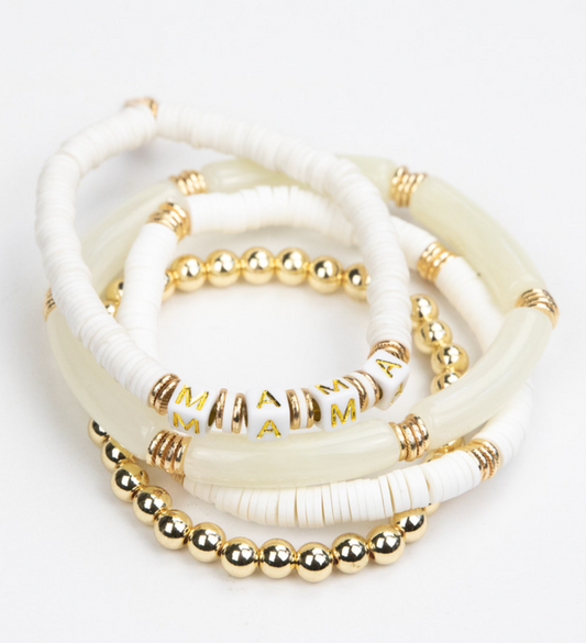 MAMA Tubular Bracelet Set - White