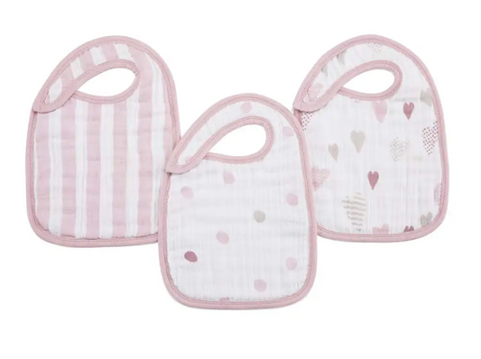 Heart Breaker Cotton Muslin Snap Bibs - 3 Pack