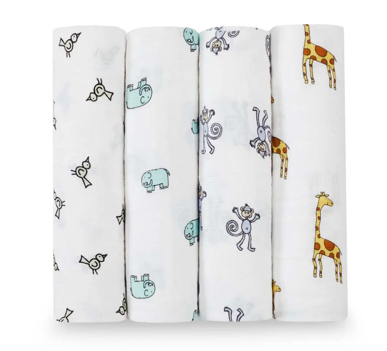 Jungle Jam Muslin Swaddles 4-Pack