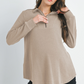 Taupe Half Zip Ribbed Maternity Top