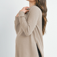 Taupe Half Zip Ribbed Maternity Top