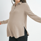 Taupe Half Zip Ribbed Maternity Top