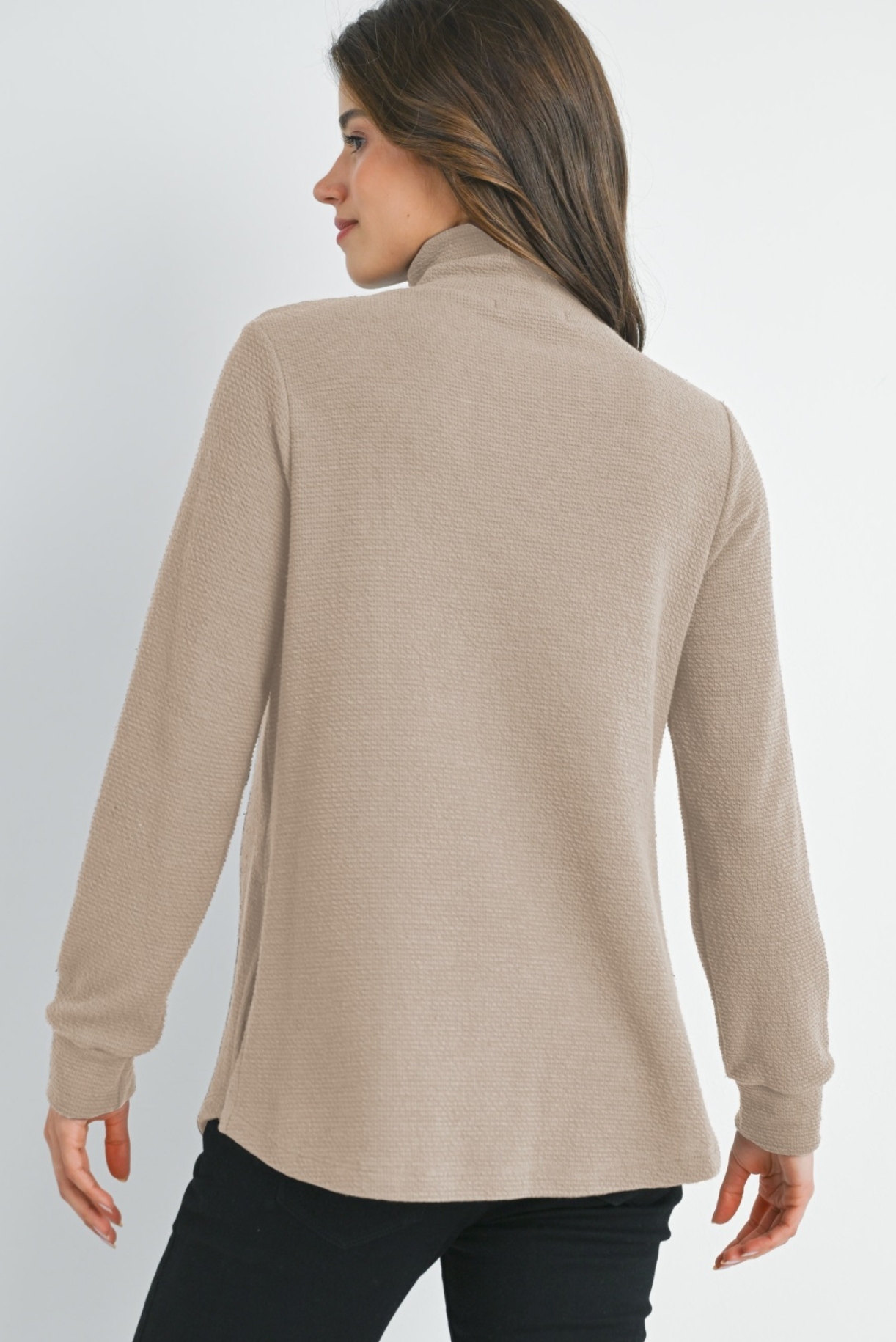 Taupe Half Zip Ribbed Maternity Top