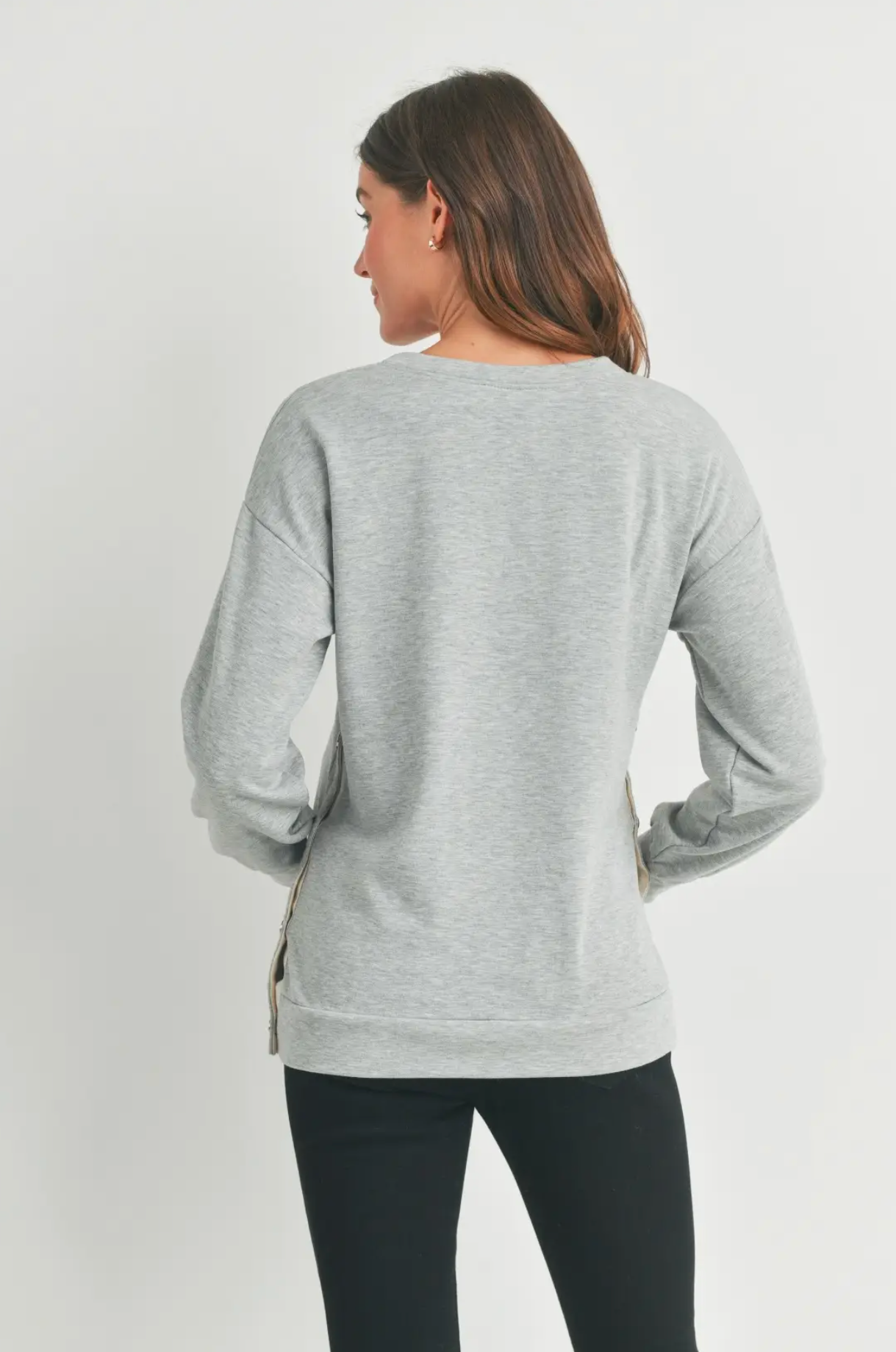 Heather Grey Mama Nursing Pullover Crewneck