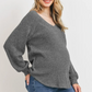 Charcoal Ribbed Long Sleeve Maternity Top