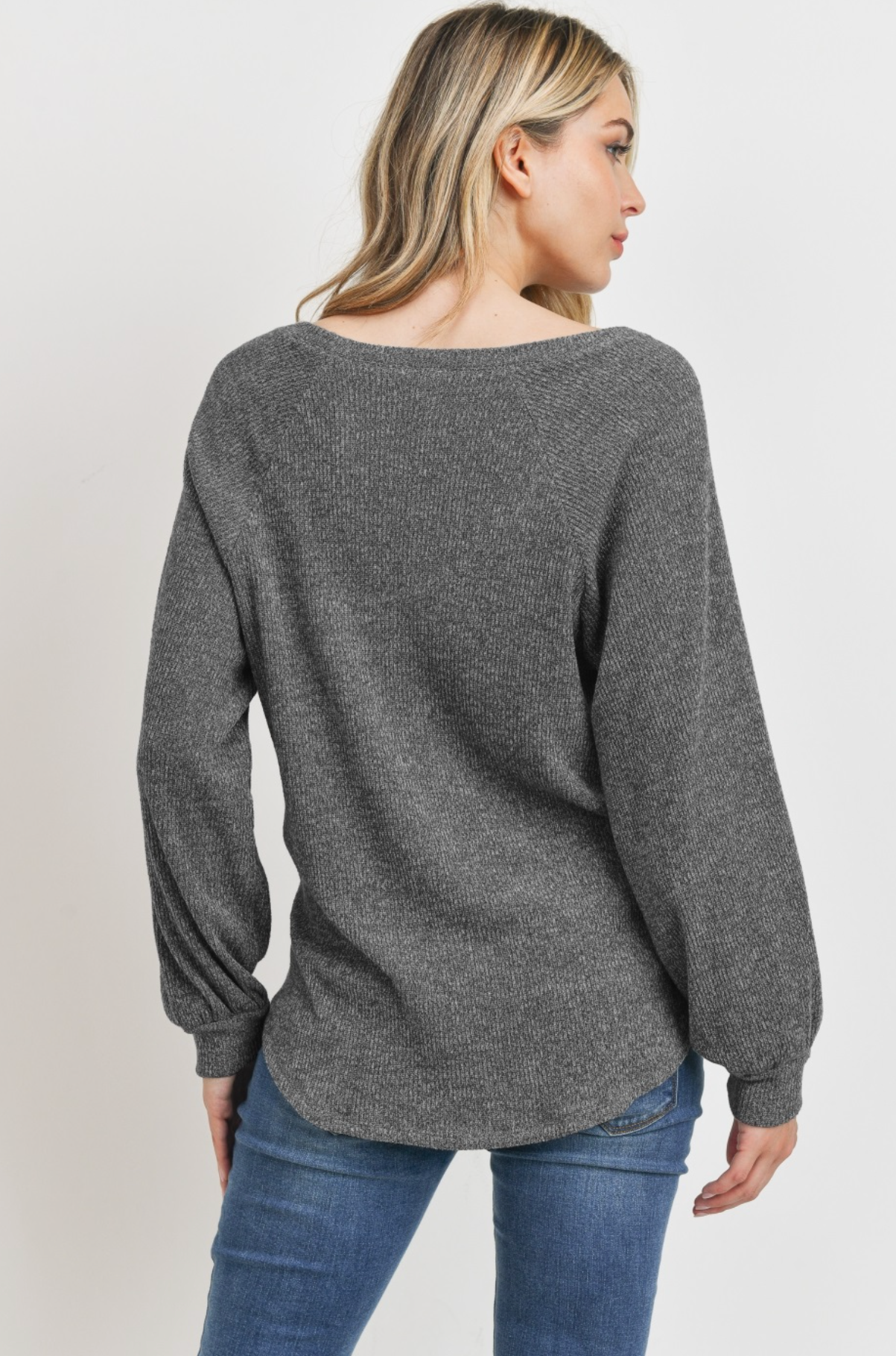 Charcoal Ribbed Long Sleeve Maternity Top