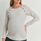 Ivory Striped Long Sleeve Maternity & Nursing Top