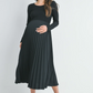 Long Sleeve Pleat Skirt Maternity Dress