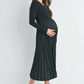 Long Sleeve Pleat Skirt Maternity Dress