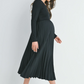 Long Sleeve Pleat Skirt Maternity Dress