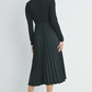 Long Sleeve Pleat Skirt Maternity Dress