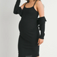 Ribbed Crop Cardigan And Dress Maternity Set