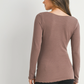 Mocha Ribbed Lettuce Hem Maternity Top