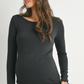 Charcoal Ribbed Lettuce Hem Maternity Top