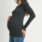 Charcoal Ribbed Lettuce Hem Maternity Top