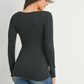 Charcoal Ribbed Lettuce Hem Maternity Top