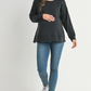 Black Side Slit Maternity Pullover