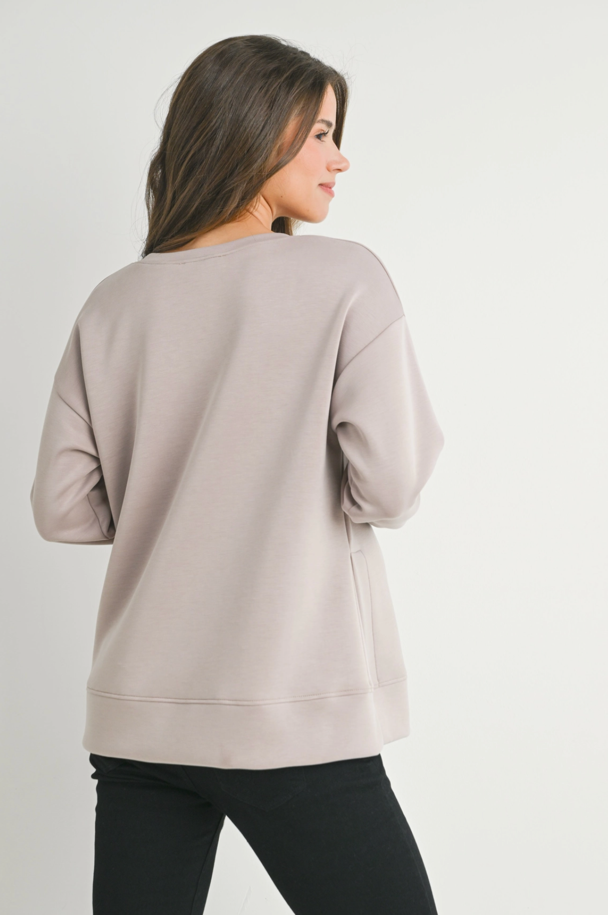 Mocha Side Slit Maternity Pullover