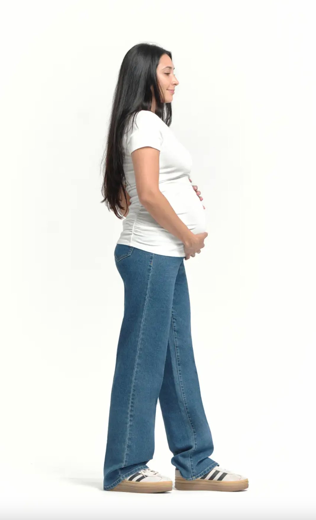 Maternity 34" Baggy Straight Leg Jean W/ Bellyband In Iman