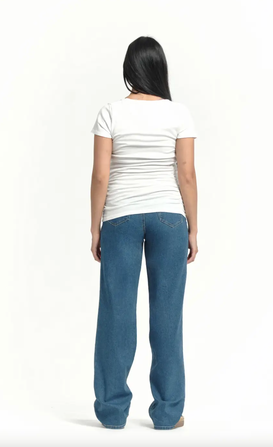 Maternity 34" Baggy Straight Leg Jean W/ Bellyband In Iman