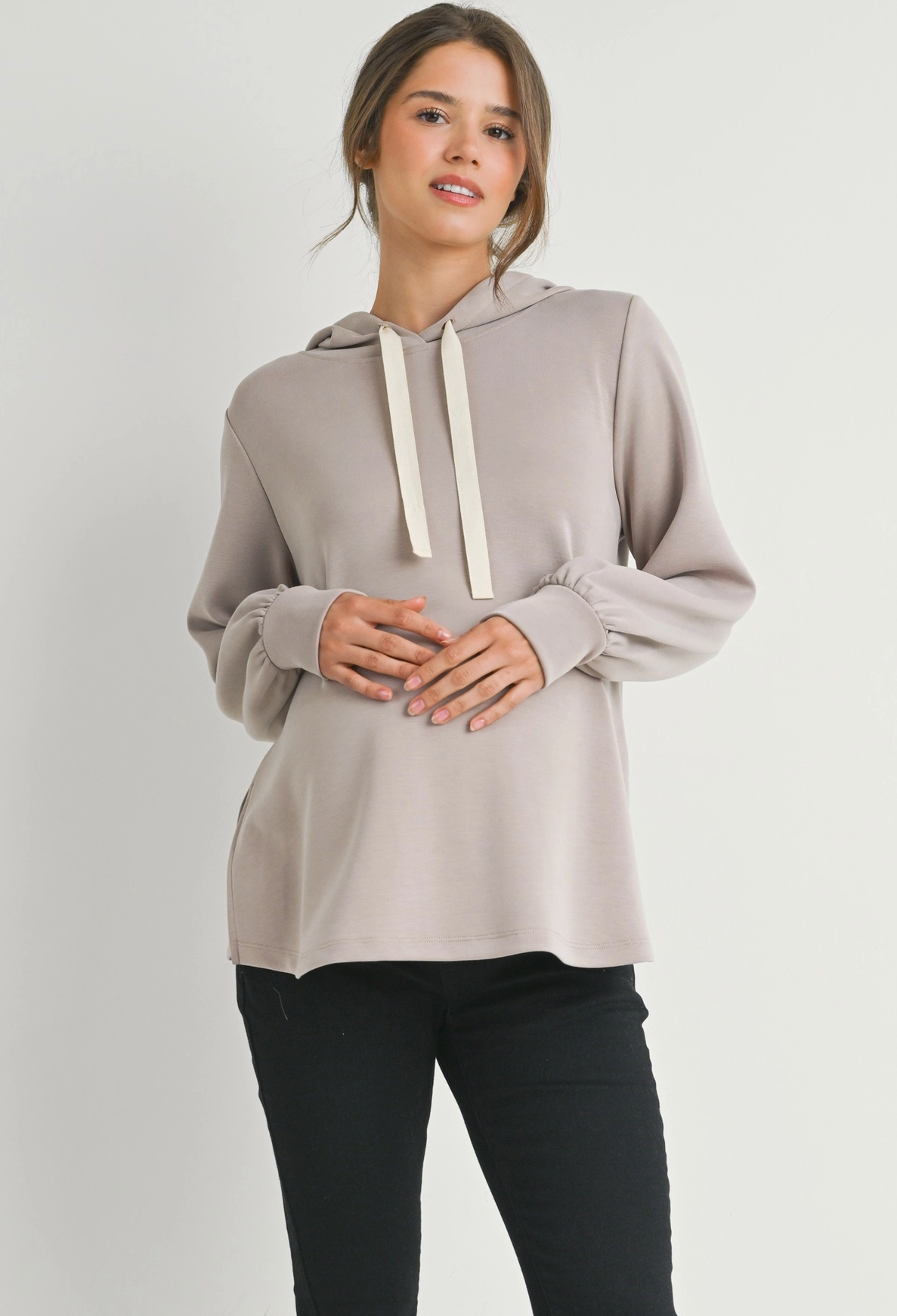 Light Taupe Classic Maternity Hoodie