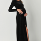 Black Velvet Long Sleeve Maternity Dress