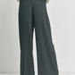 Dark Grey Pleated Wide Leg Maternity Pants