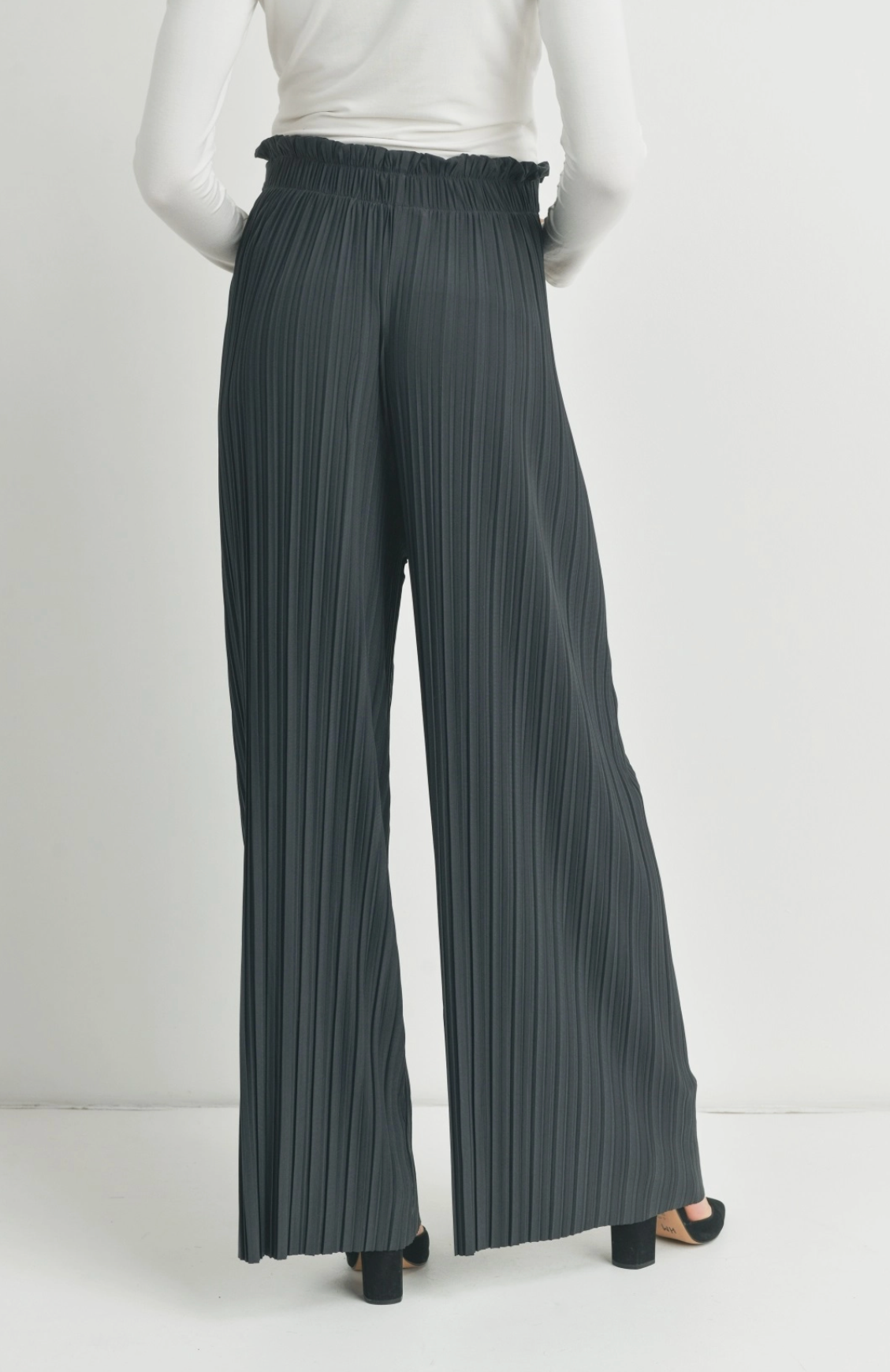 Dark Grey Pleated Wide Leg Maternity Pants