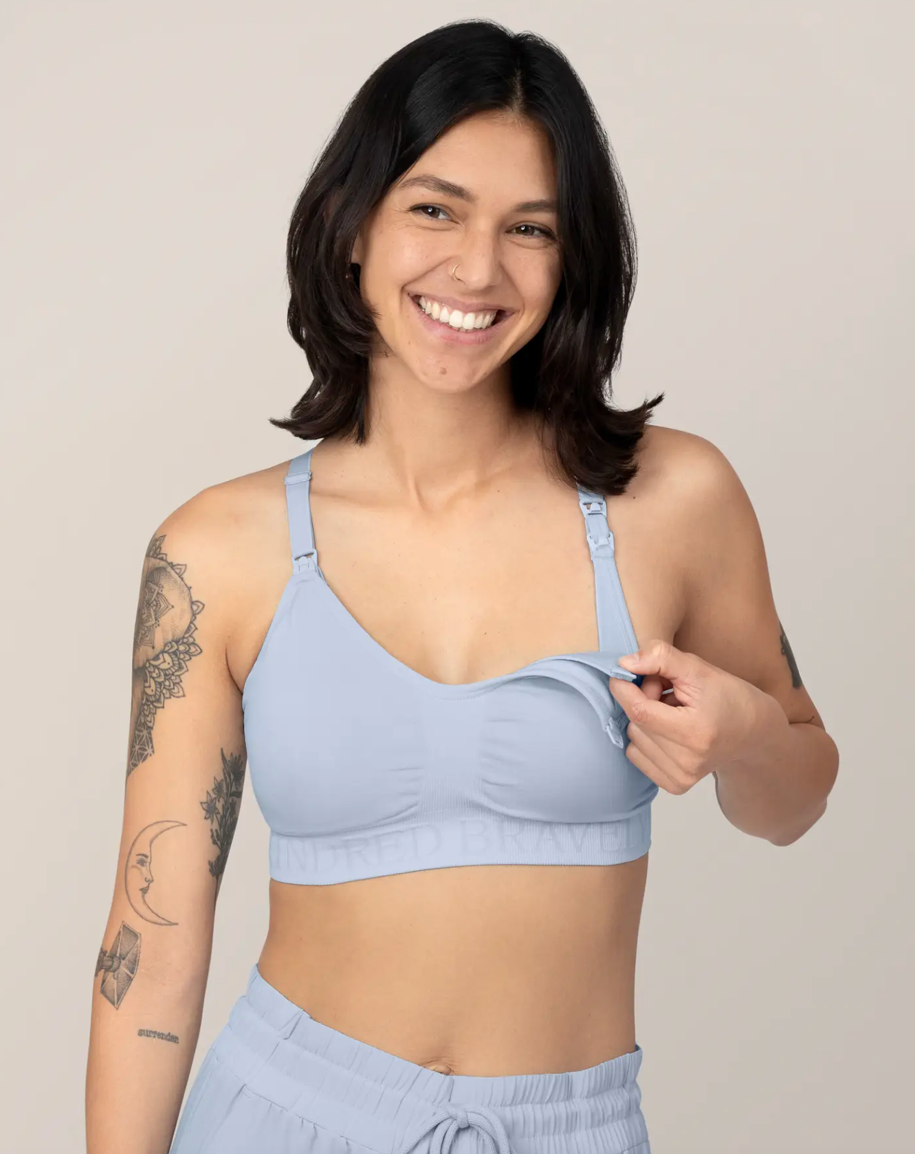 French Blue Hands-Free Pumping & Nursing Sports Bra