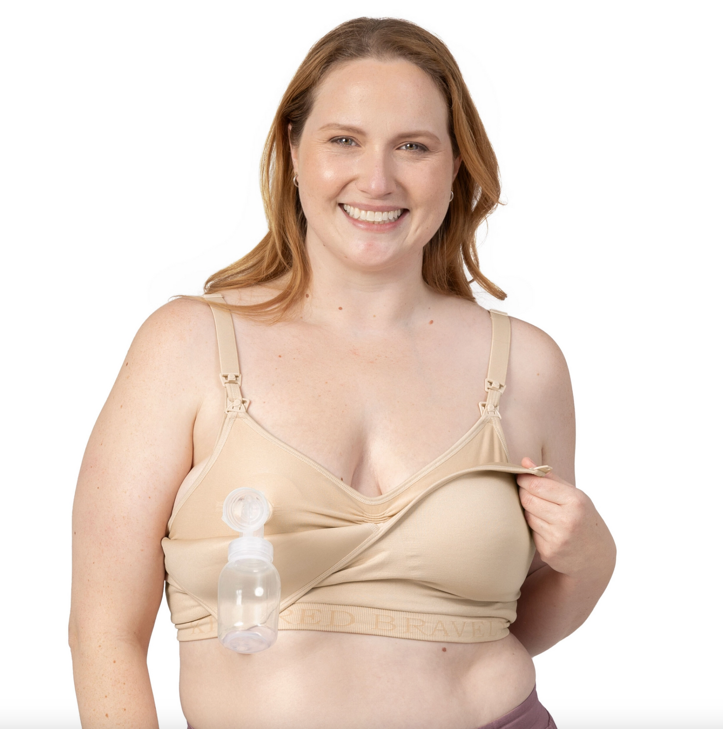 Beige Sublime Contour Hands-Free Pumping And Nursing Bra