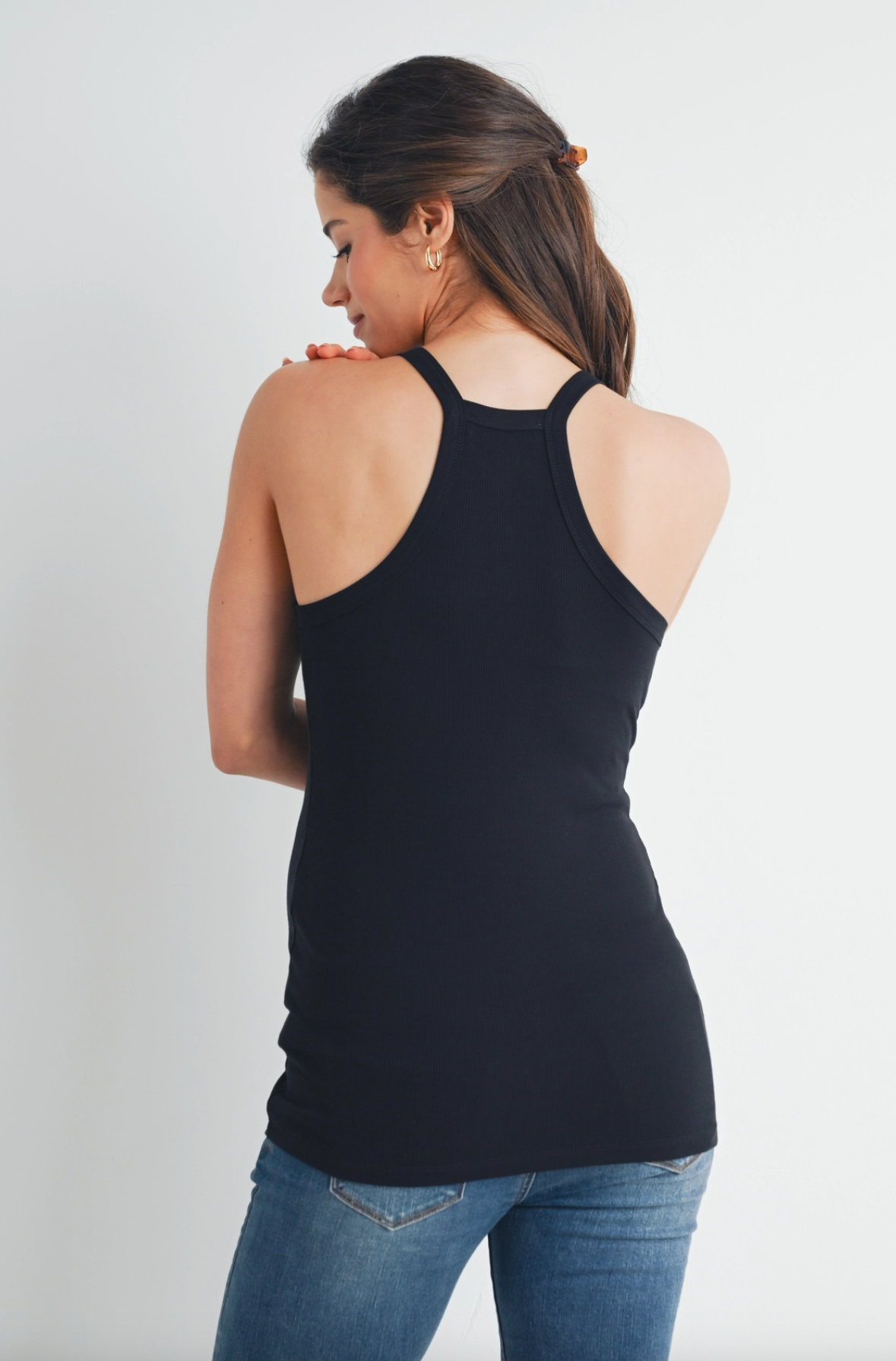 Black V-Neck Racerback Tank