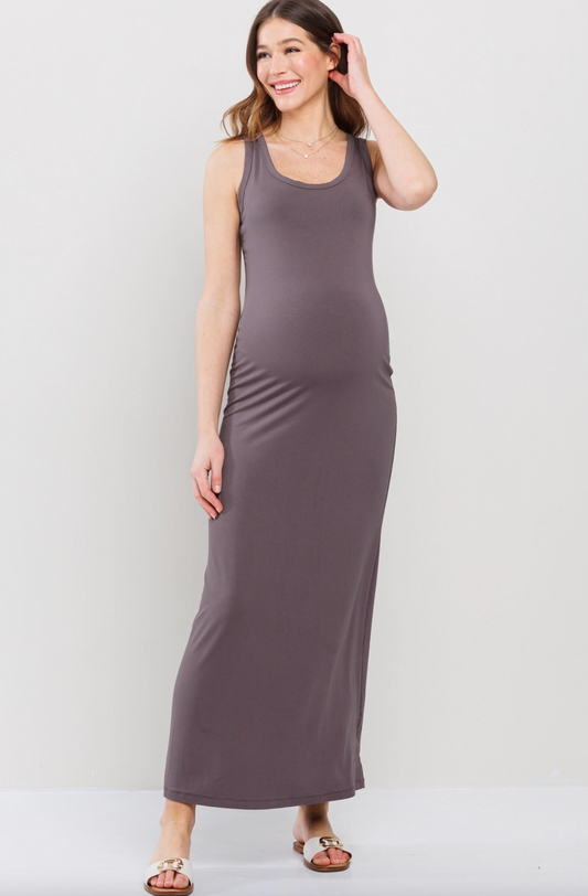 Summer Plum Scoop Neck Maxi Dress