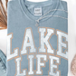 Vintage Blue Lake Life Oversized Graphic Tee