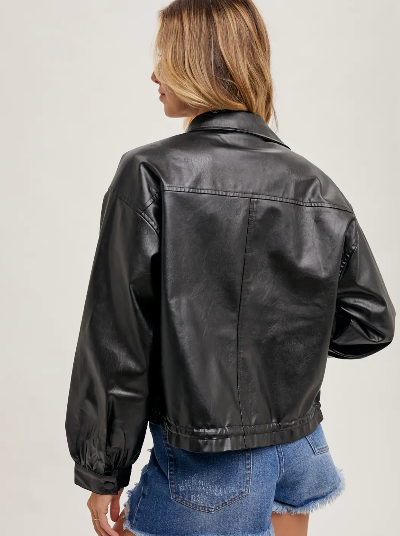 Faux Leather Boxy Jacket