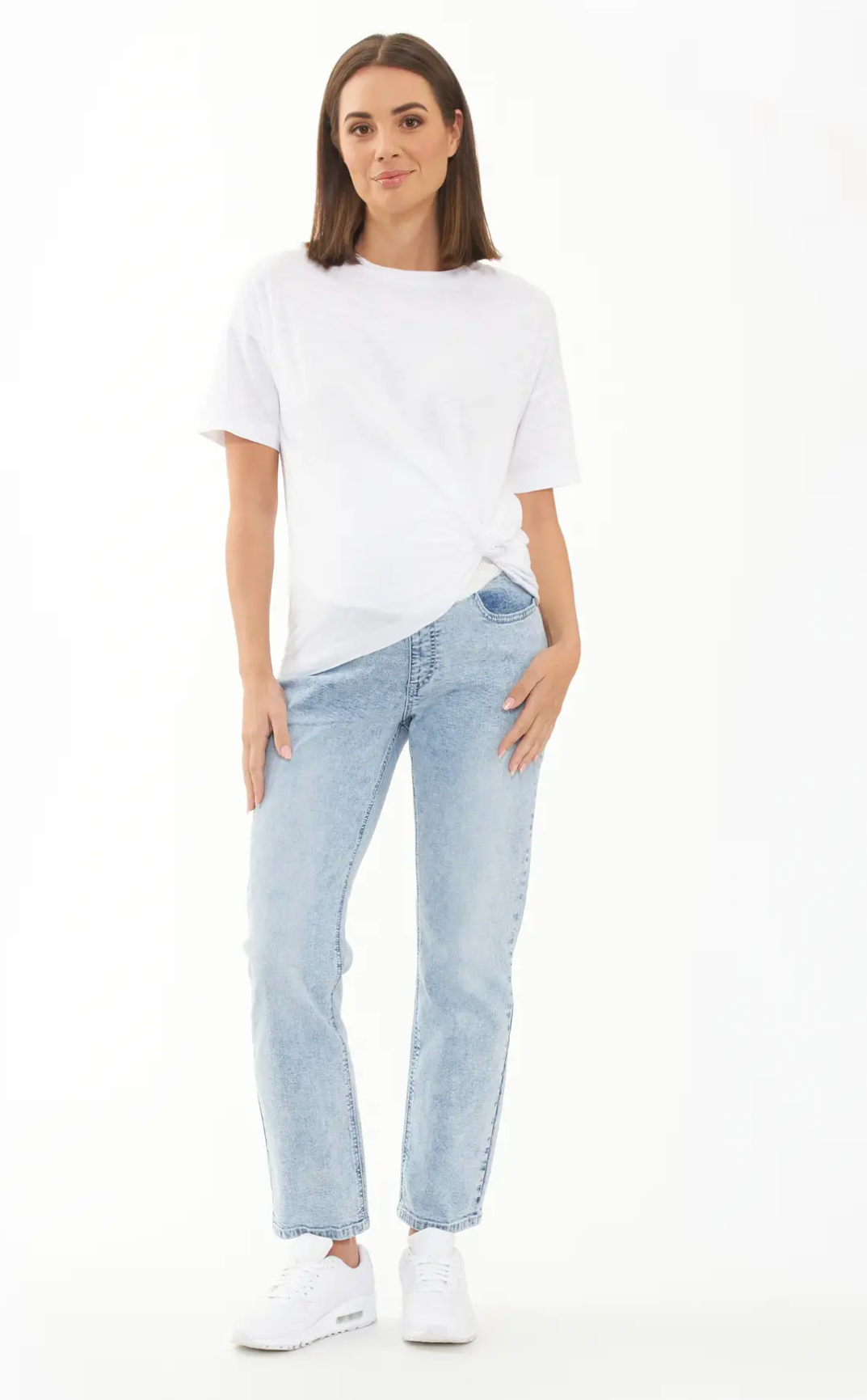 Nova Blue Haze Crop Maternity Jean